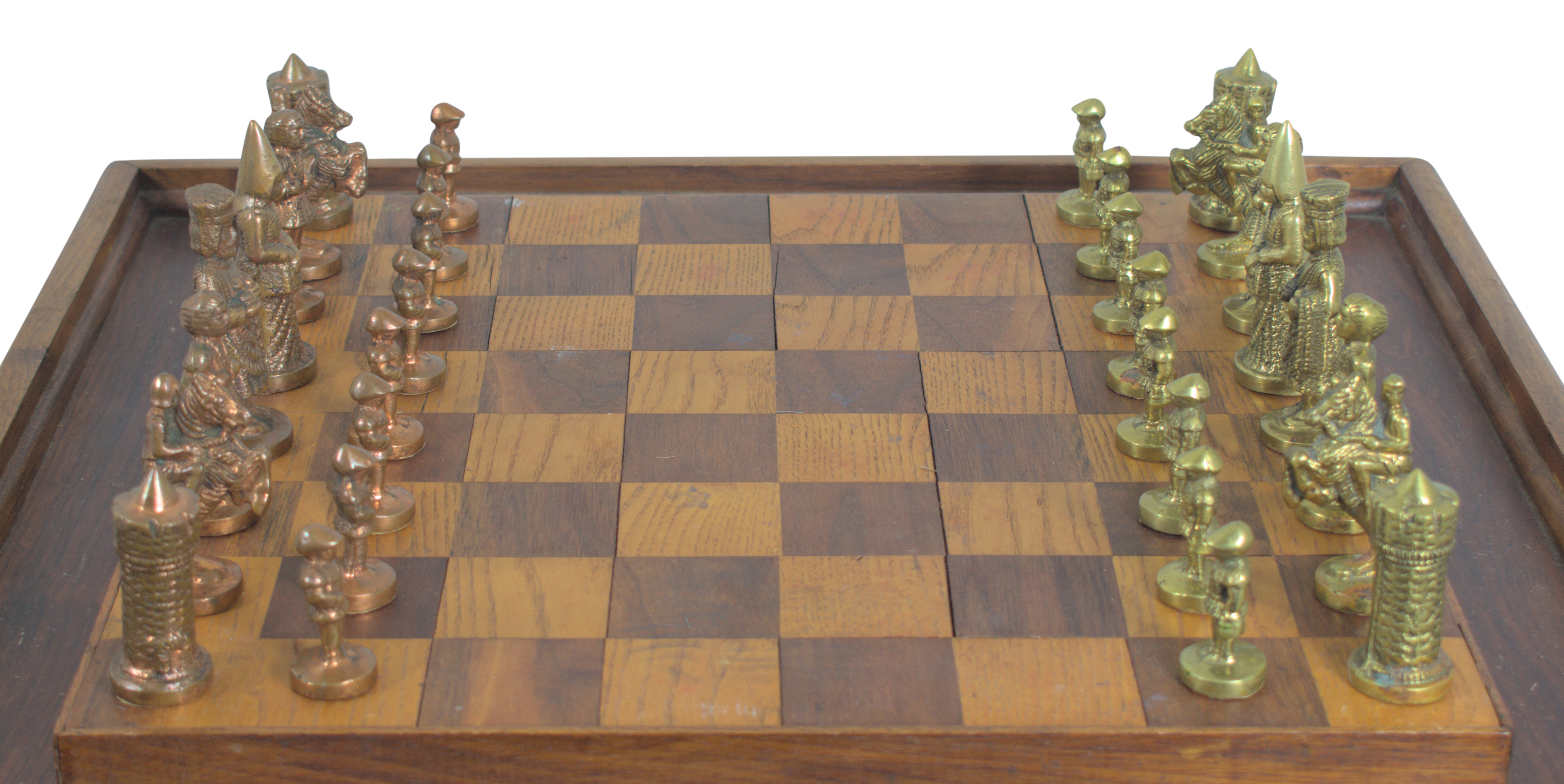 Chess Set, “Charlemagne” Style, Copper & Brass